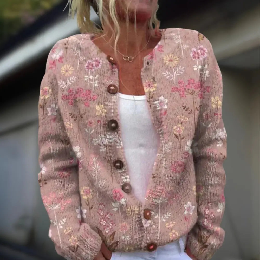 Printed wool and cotton cardigan for women