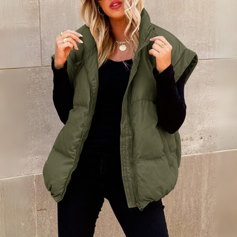 Zip-Up Sleeveless Vest for Women