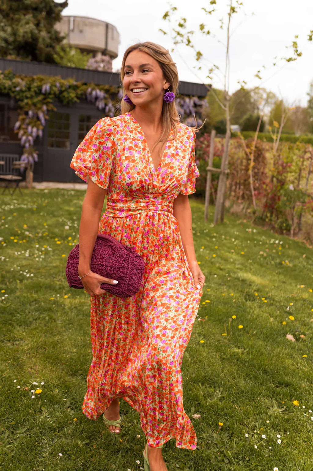 Long Dress with Floral Print and Defined Waist for Women | Ideal for Summer