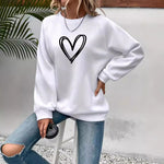 Long-sleeve round neck sweater with heart print for Women