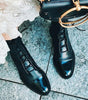 Mid-Calf Lace-Up Boot with Faux Leather Heel for Women