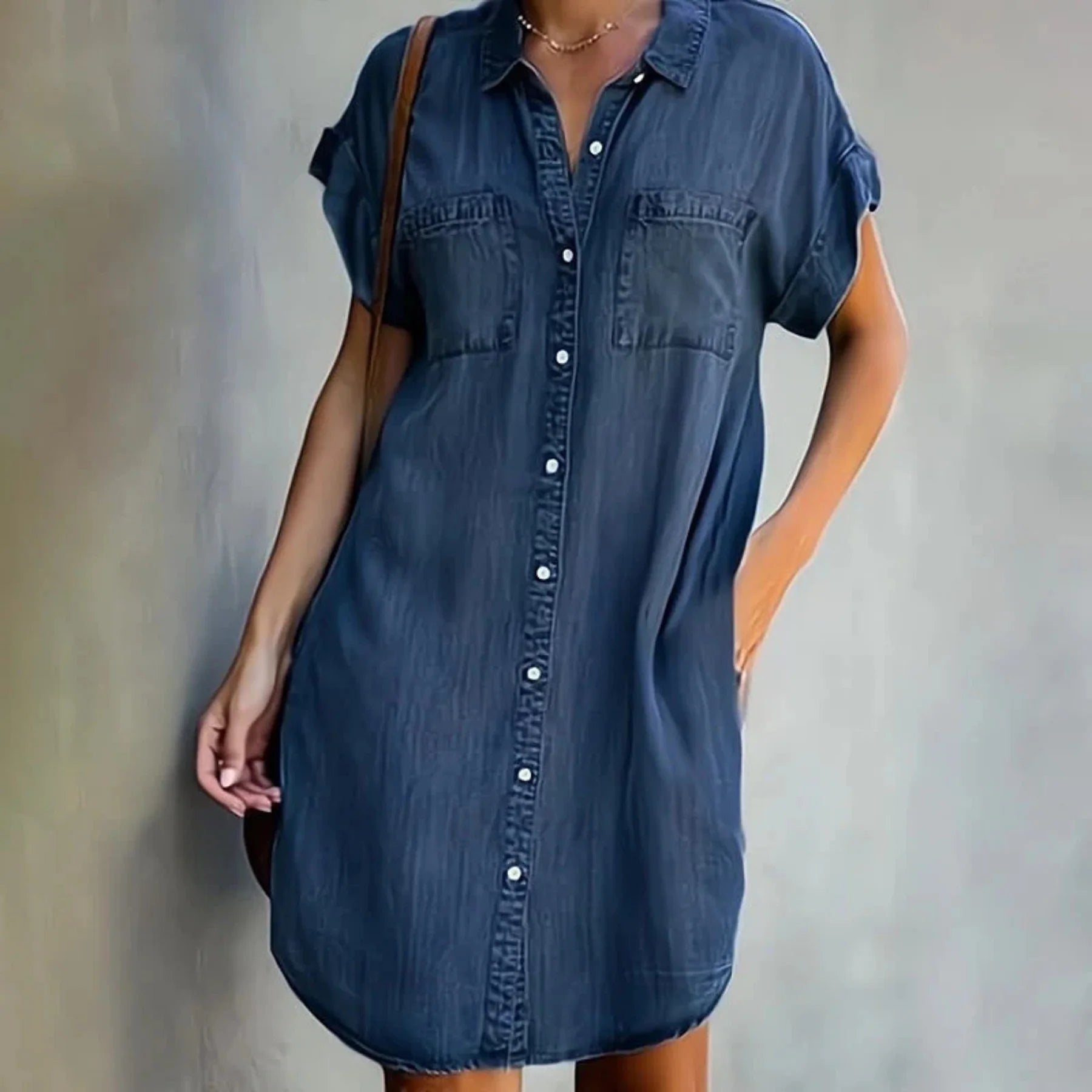 Mid-Length Cotton Dress for Women
