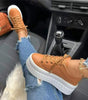 Platform Sneakers with Thick Sole in Faux Leather for Women