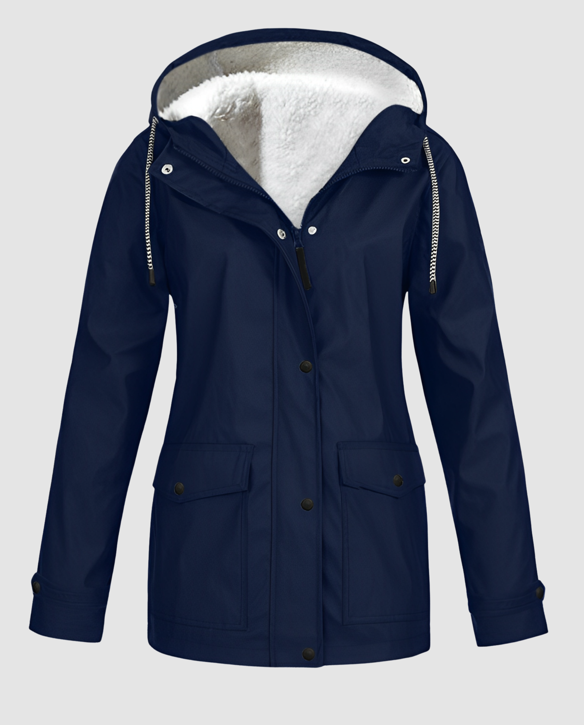 Oversized Parka with Hood and Faux Fur for Women