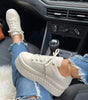 Platform Sneakers with Thick Sole in Faux Leather for Women