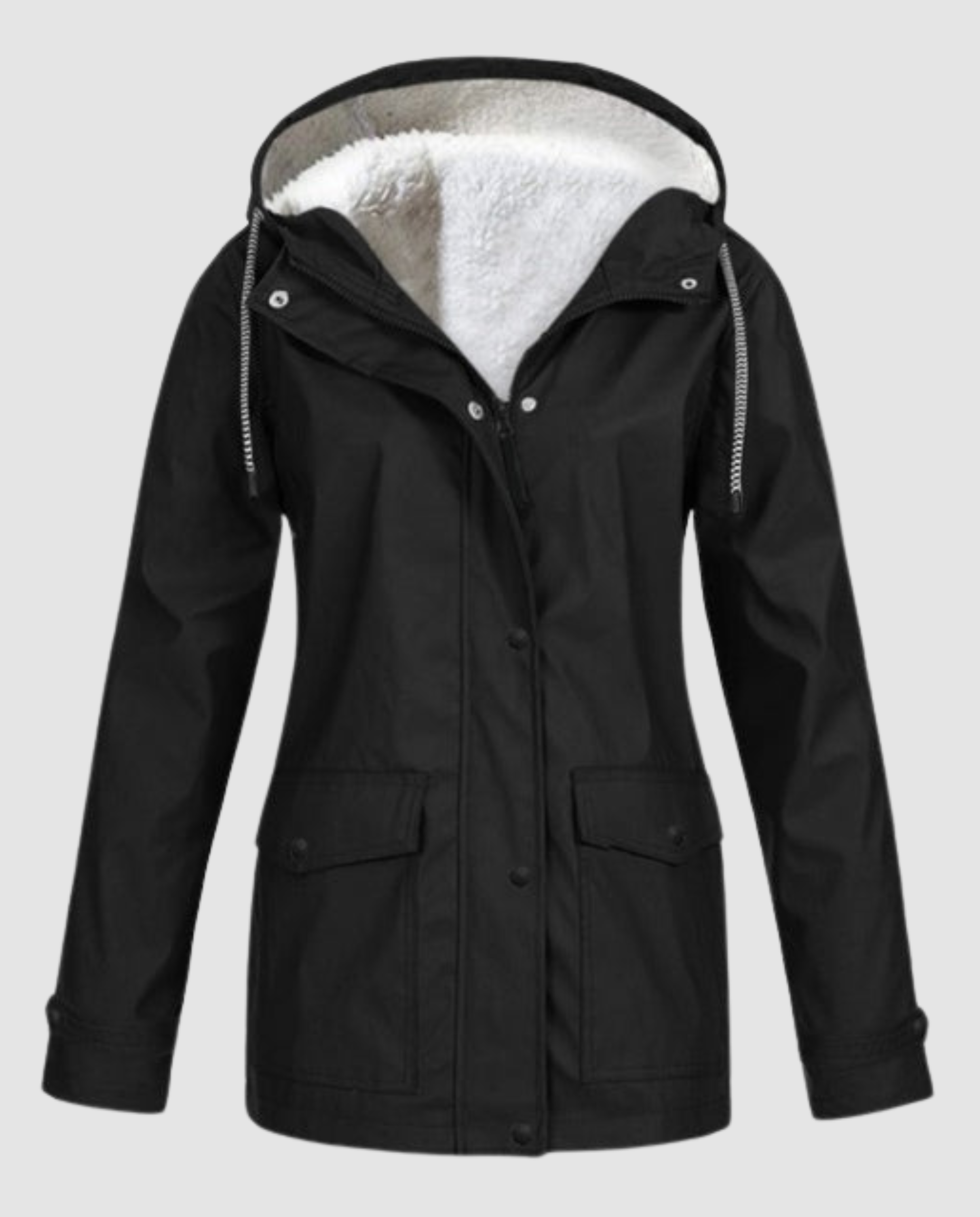 Oversized Parka with Hood and Faux Fur for Women