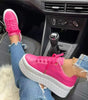 Platform Sneakers with Thick Sole in Faux Leather for Women