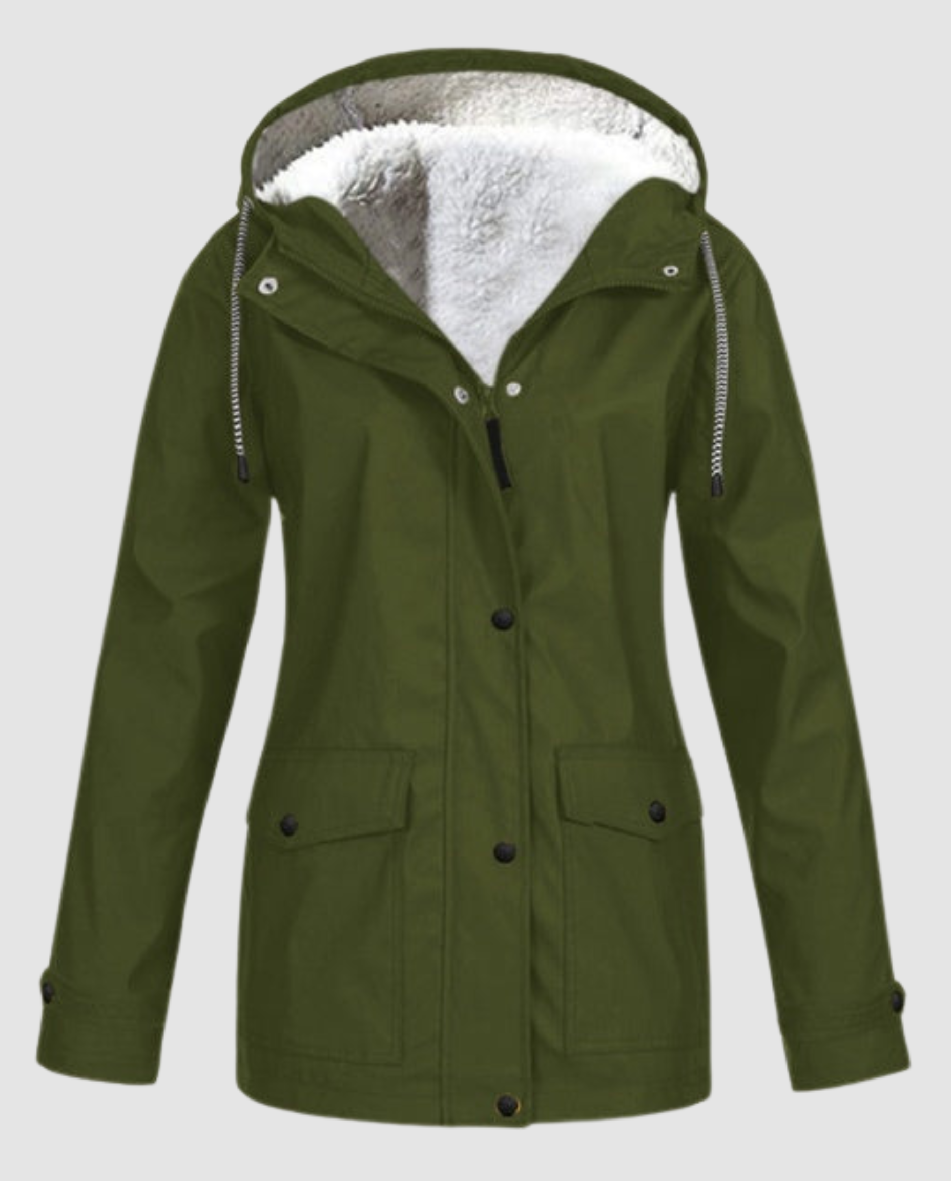Oversized Parka with Hood and Faux Fur for Women