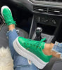 Platform Sneakers with Thick Sole in Faux Leather for Women