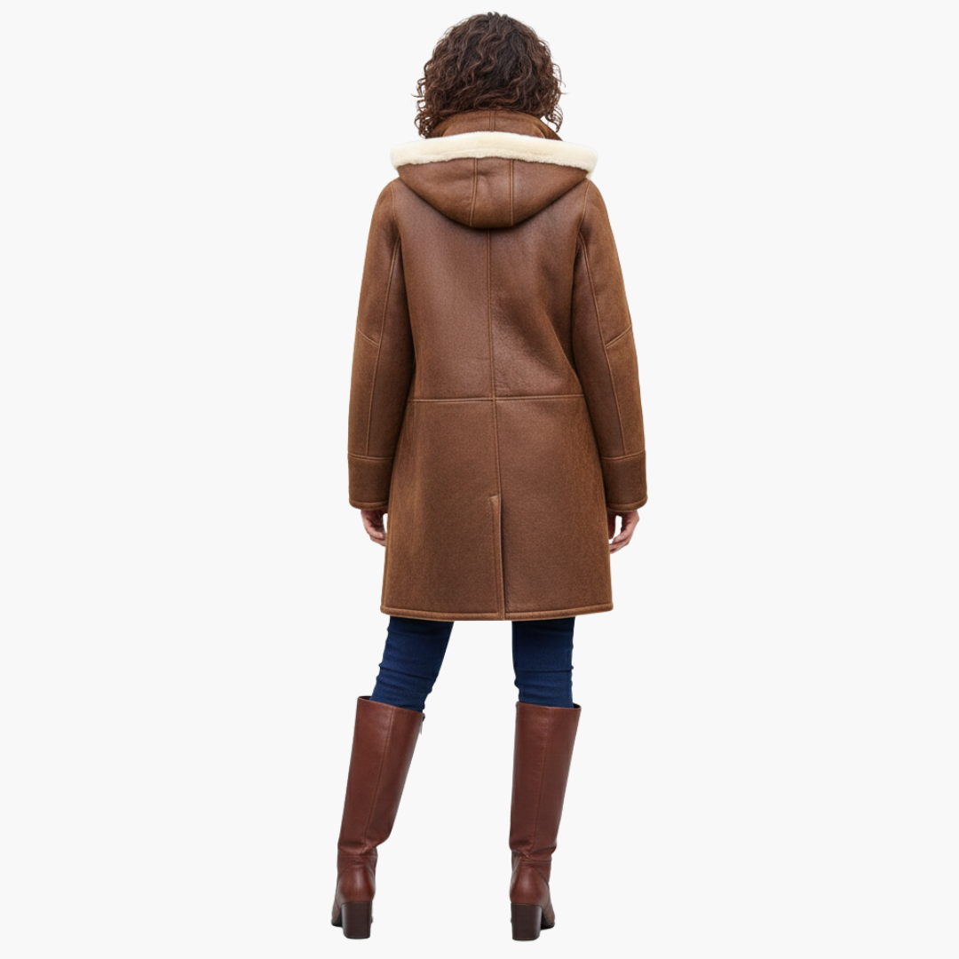 Long Hooded Coat with Synthetic Lining for Women