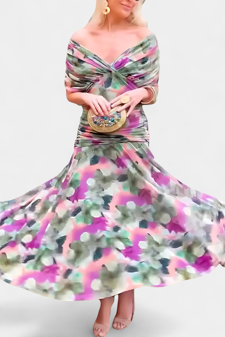 Elegant Dark Green Deep V-Neck Dress