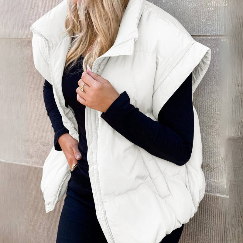 Zip-Up Sleeveless Vest for Women