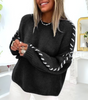 Solid Long Sleeve Sweater with Round Neck and Loose Fit for Women