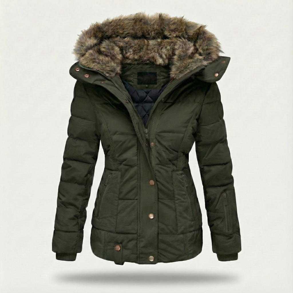 Hooded Coat in Faux Fur for Women