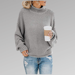 Oversized Knit Sweater with High Neck for Women