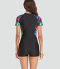 Short-Sleeve One-Piece Swimsuit with Zipper for Women | Perfect for Summer
