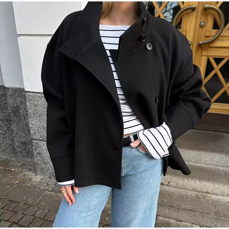Elegant Short Double-Breasted Jacket for Women
