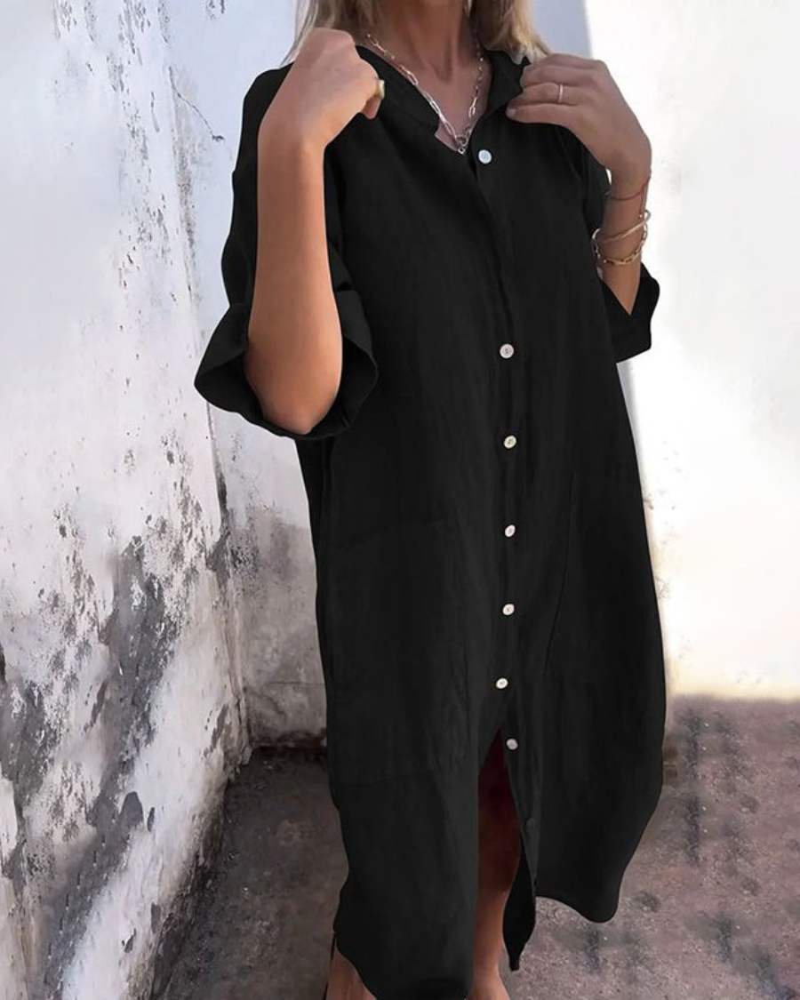 Casual Cotton and Linen Dress Shirt for Women