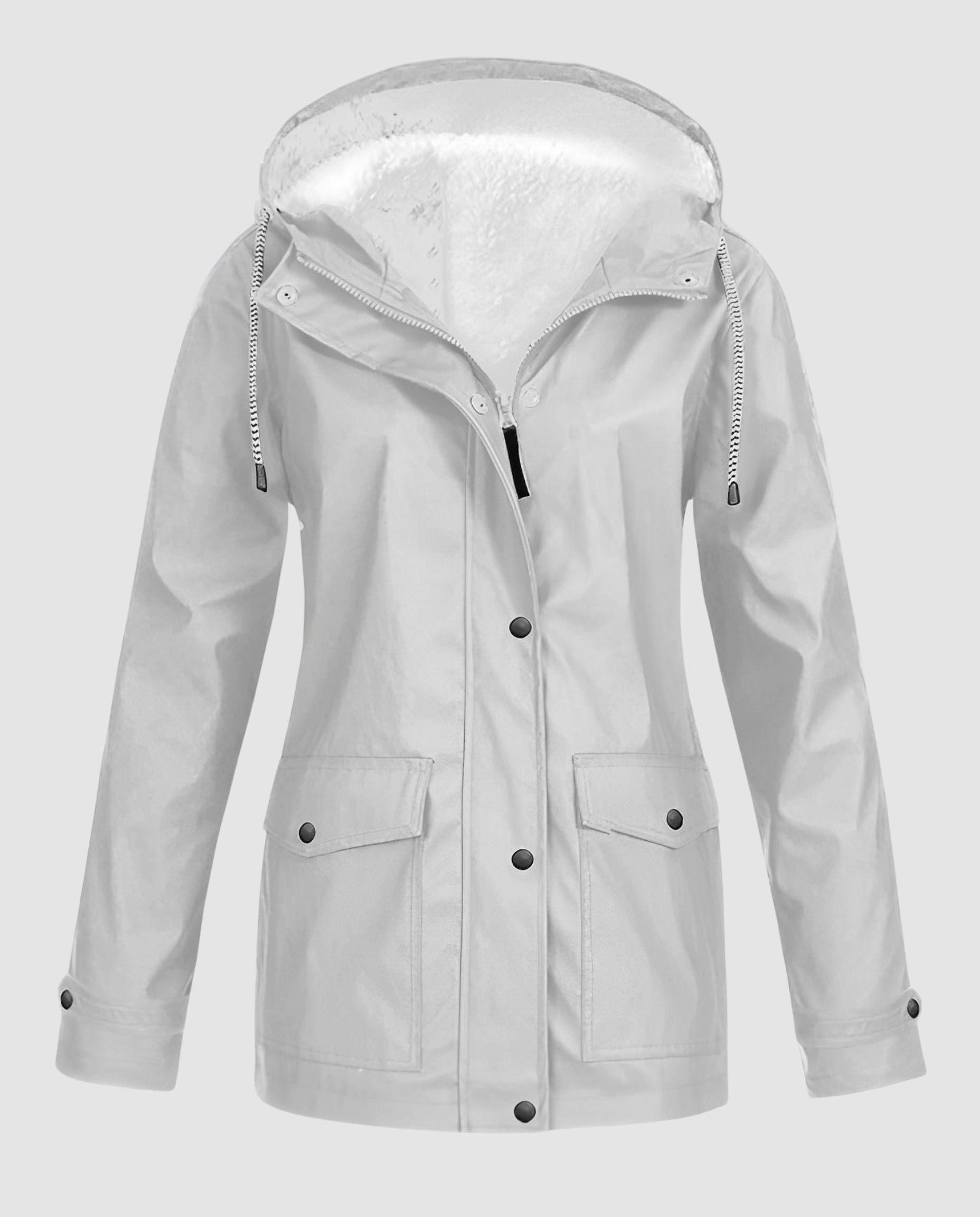 Oversized Parka with Hood and Faux Fur for Women
