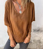 Casual Mixed Ramie V-Neck Top for Women | Ideal for Summer