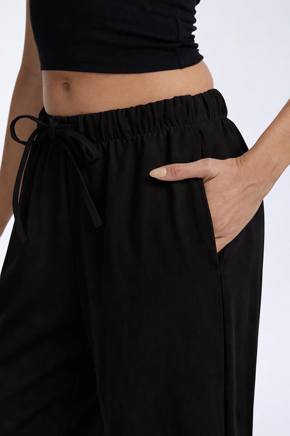 Wide Flowing Crepe Pants for Women