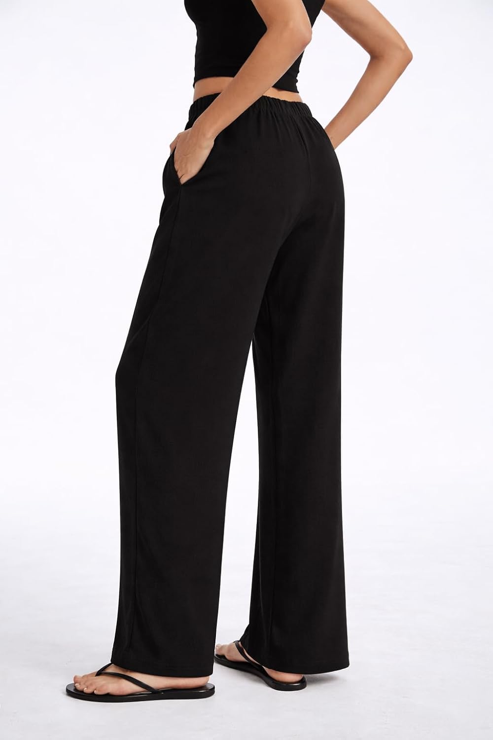 Wide Flowing Crepe Pants for Women
