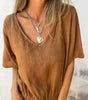 Casual Mixed Ramie V-Neck Top for Women | Ideal for Summer