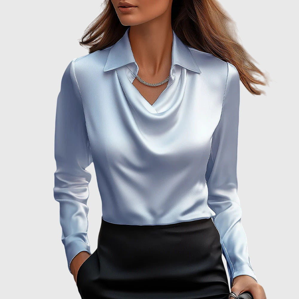 Long Sleeve Satin Blouse for Women