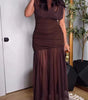Long dress with a high collar for women