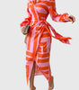 Long-sleeve printed maxi dress for women