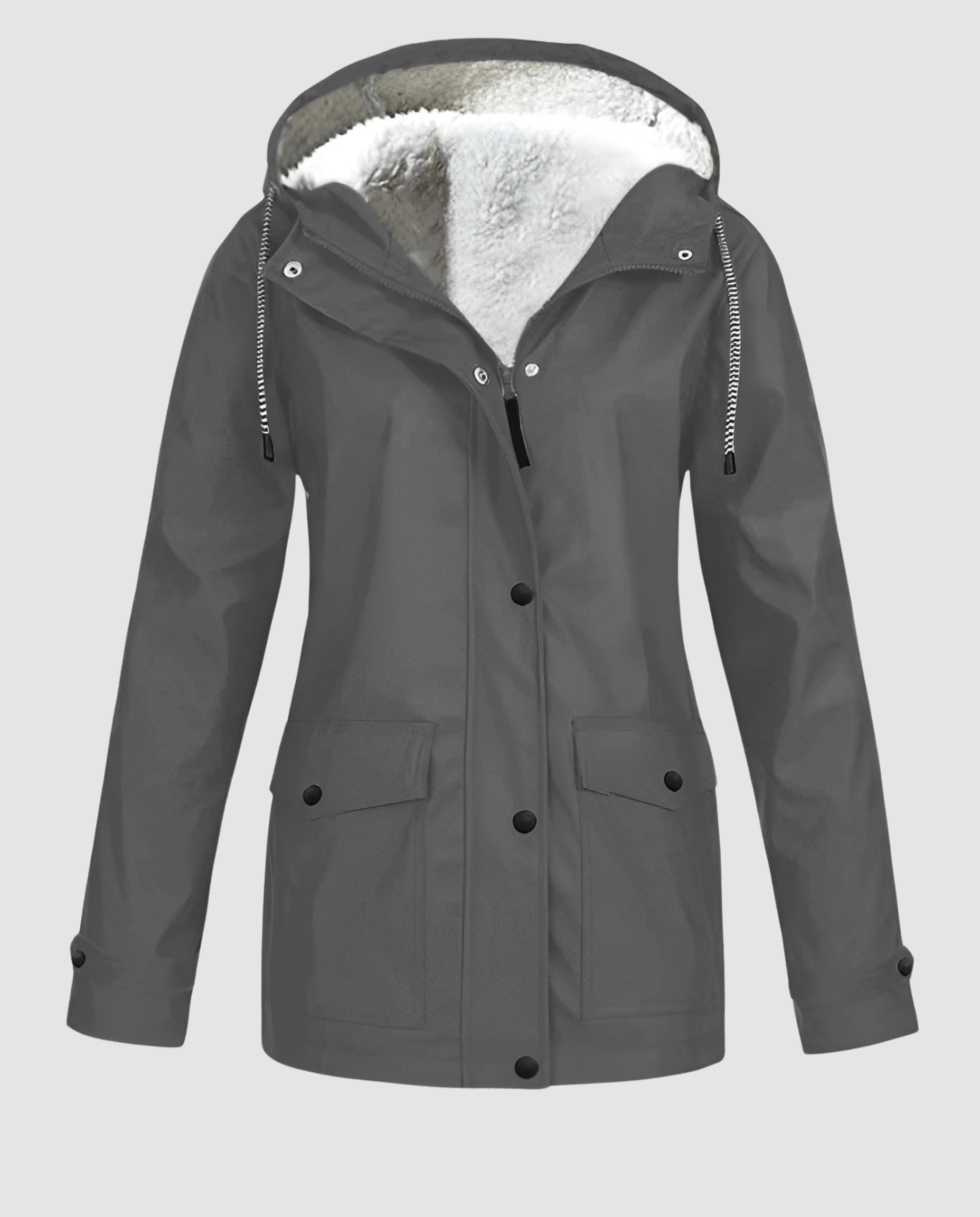 Oversized Parka with Hood and Faux Fur for Women