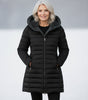 Long Quilted Fitted Down Jacket with Faux Fur Hood