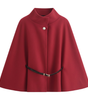 Batwing Sleeve Belted Cape Coat for Women