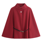 Batwing Sleeve Belted Cape Coat for Women
