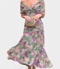 Long floral print dress with V-neck for women