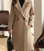 Long Wool Blend Double-Breasted Coat for Women
