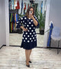 Mid-length pleated polka dot dress for women