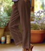 Straight cotton and linen pants for women