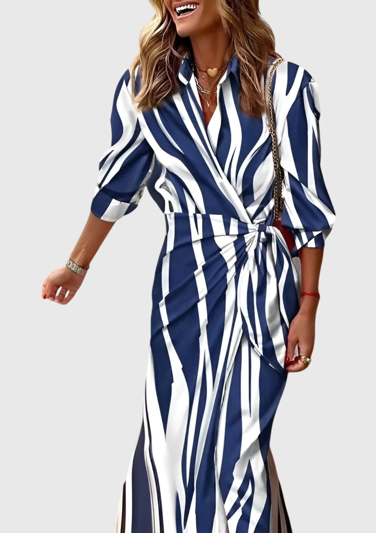 Long-sleeve printed maxi dress for women
