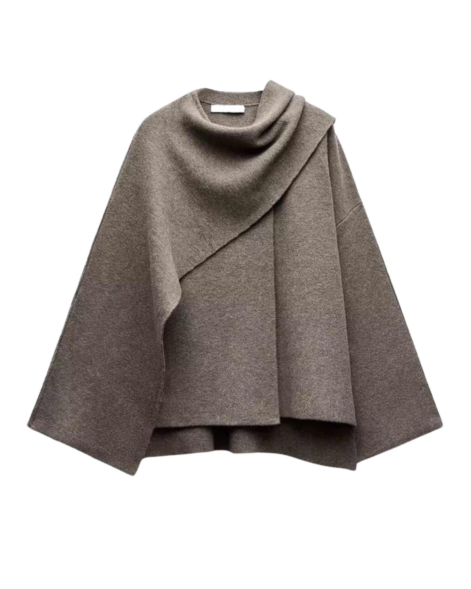 Asymmetrical Wool Poncho for Women