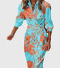 Long-sleeve printed maxi dress for women