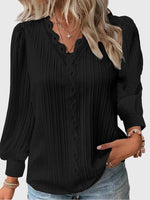V-Neck Pullover Blouse with Lace for Women