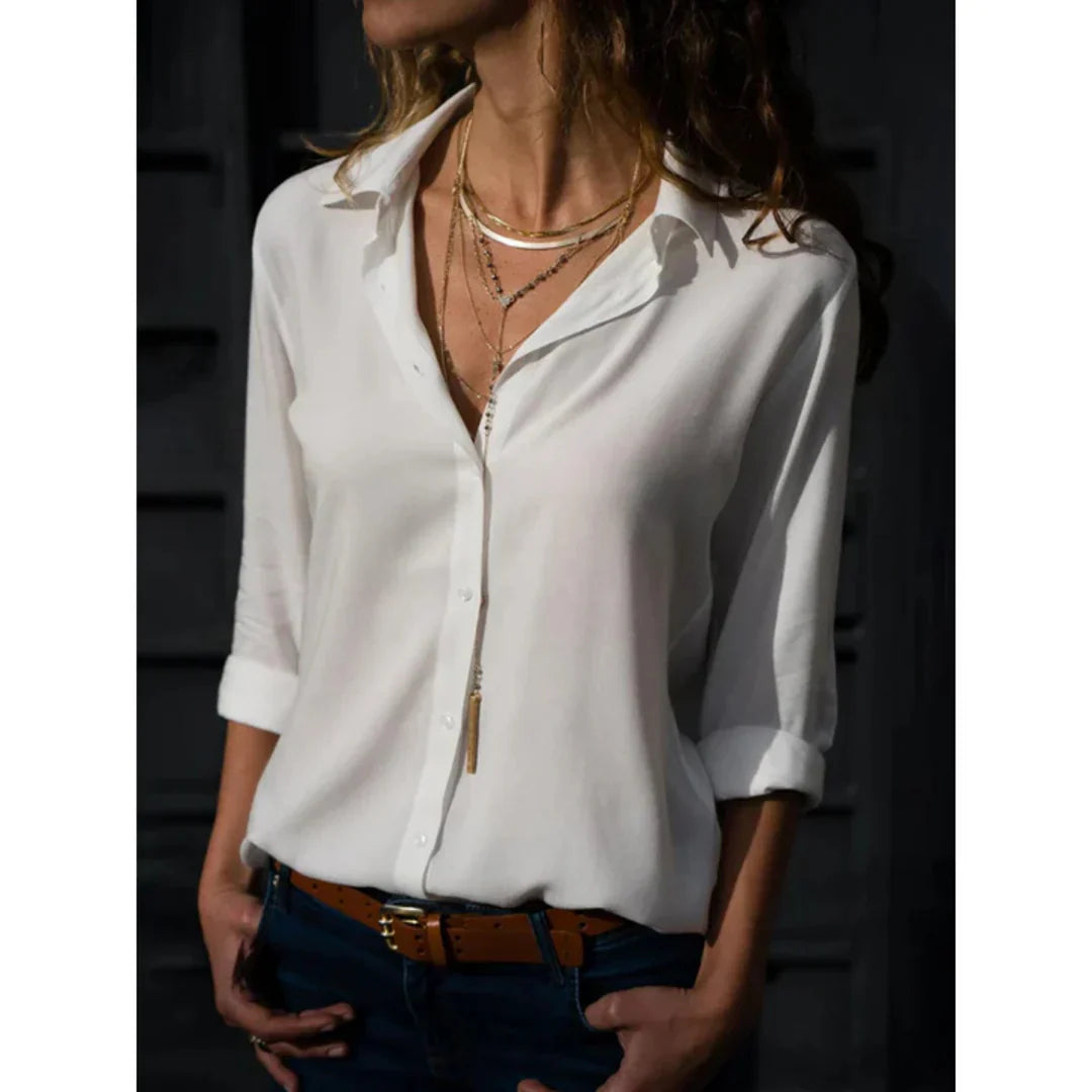 Long-Sleeve Button-Up Shirt for Women