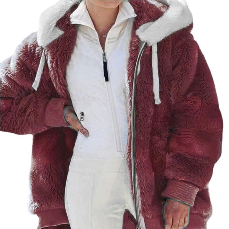 Oversized Fleece Hoodie Jacket for Women