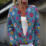 Printed wool and cotton cardigan for women