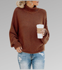 Oversized Knit Sweater with High Neck for Women