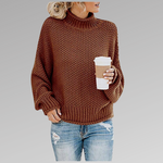 Oversized Knit Sweater with High Neck for Women