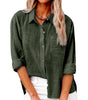 Cotton and Linen Long Sleeve Shirt with Pockets for Women