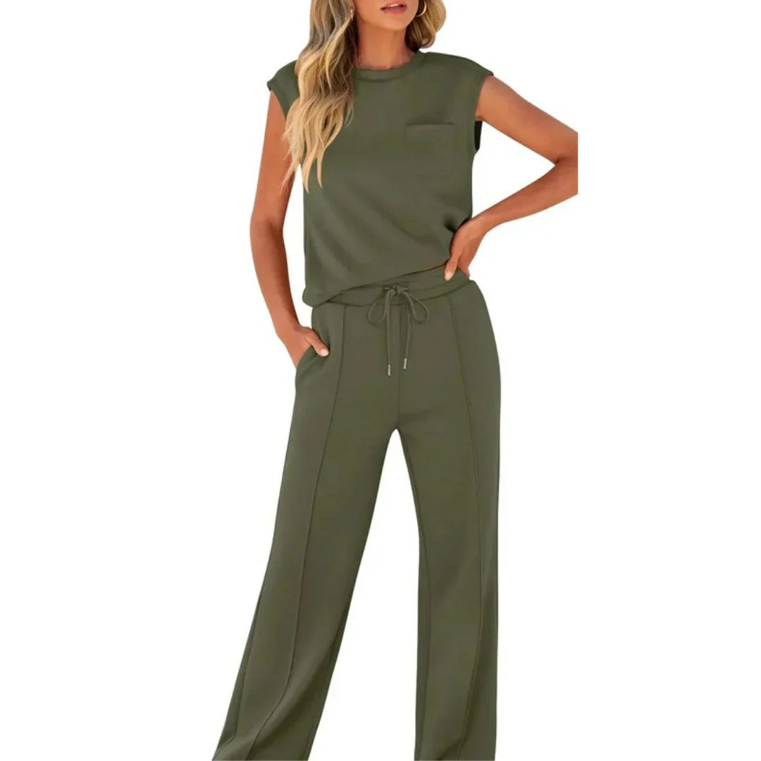 Sleeveless Casual Pants Set for Women