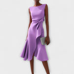 Asymmetric Draped Mid-Length Dress for Women